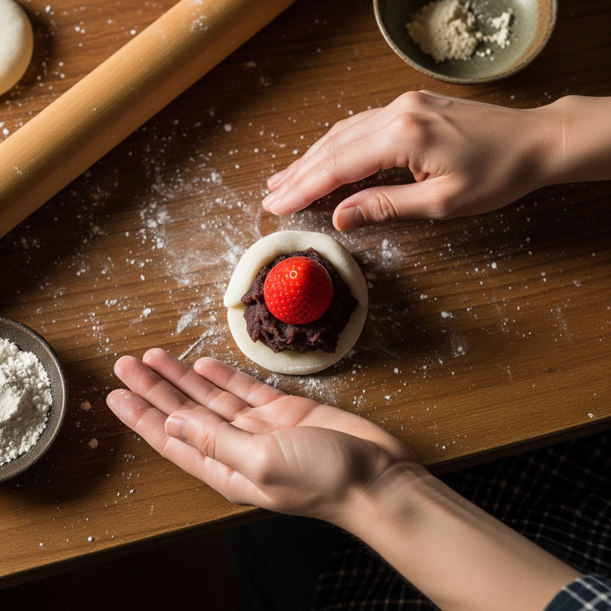 hanaichimochi making daifuku mochi
